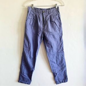 Uniqlo Linen Cotton Tapered Pants Blue